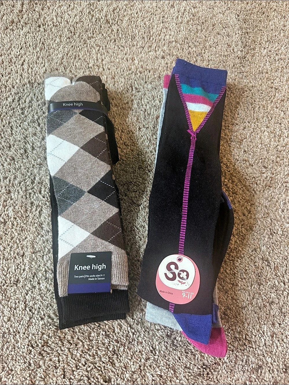Knee High Geometric Socks - 2 packs - 4 pairs total  NWT